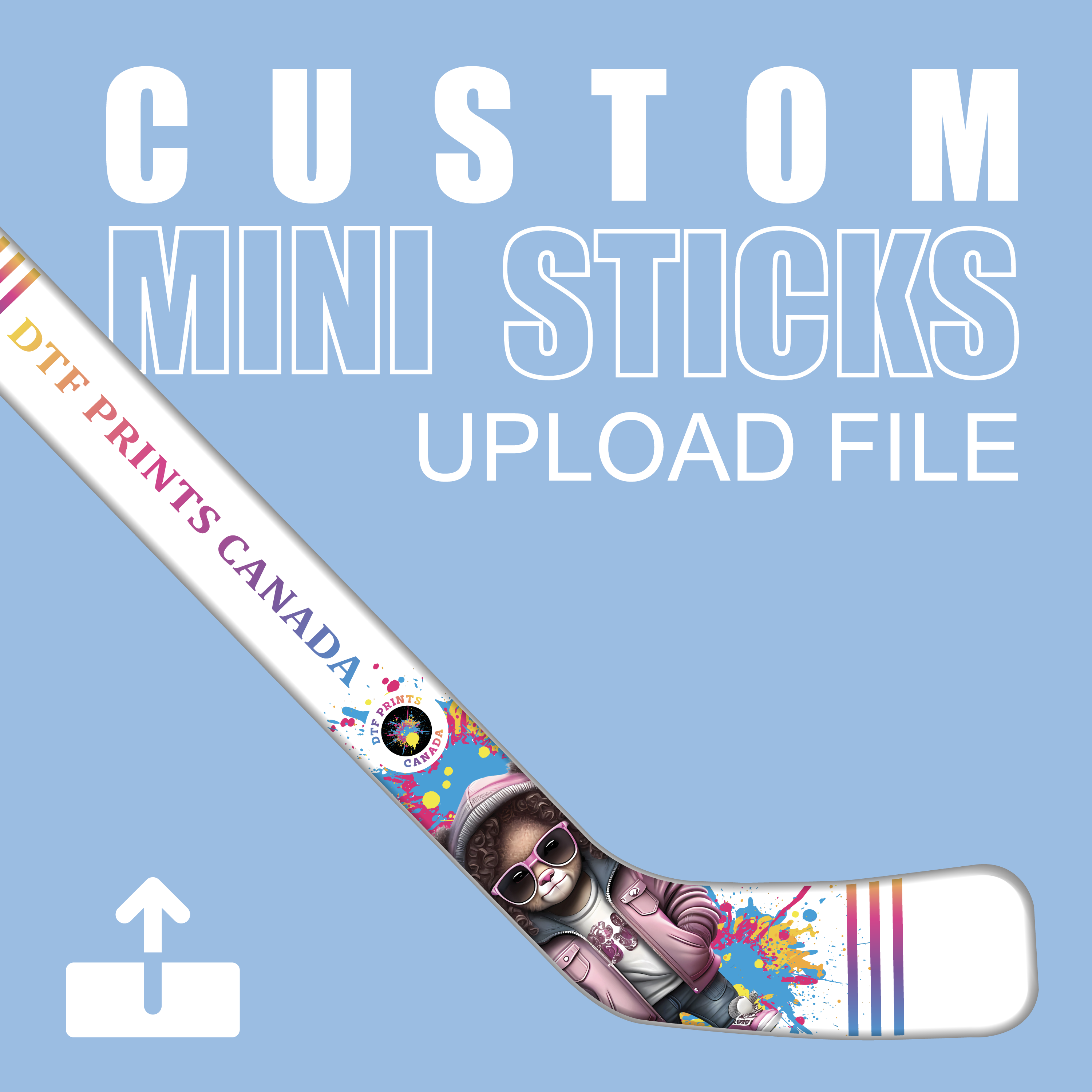 Custom Mini Hockey Sticks | Hockey Team Gifts | DTF Prints Canada